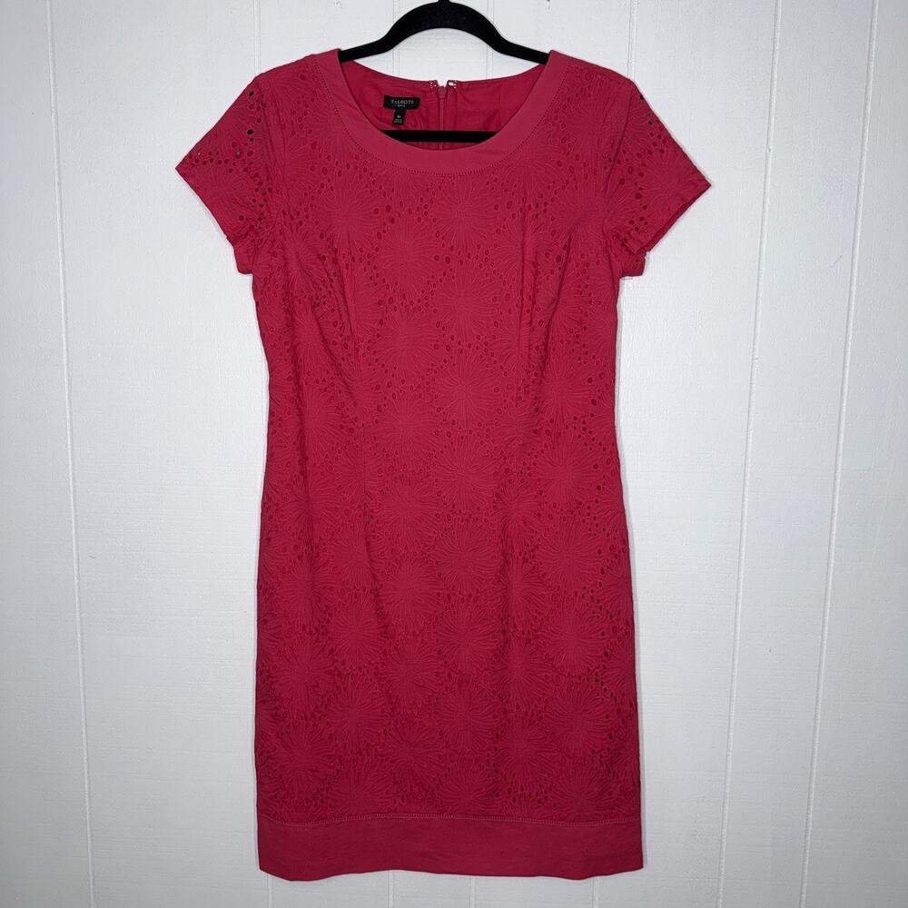 Talbots Women’s Floral Eyelet Sheath Dress Pink Size 6P